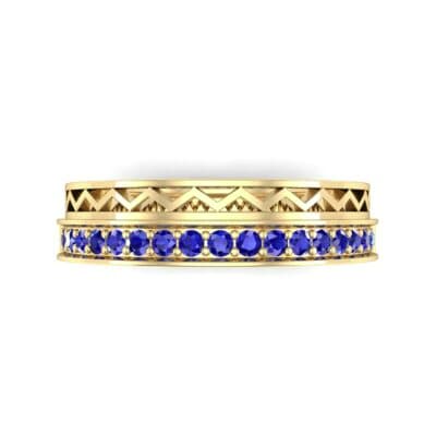 Half-Pave Lattice Blue Sapphire Ring (0.23 CTW) Top Flat View