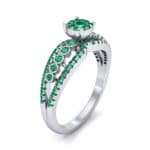 Three Row Split Shank Emerald Ring (0.47 CTW) Perspective View