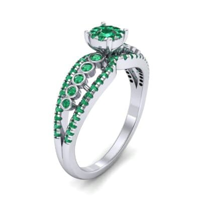 Three Row Split Shank Emerald Ring (0.47 CTW) Perspective View
