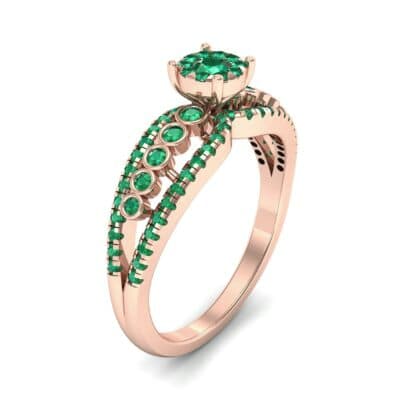 Three Row Split Shank Emerald Ring (0.47 CTW) Perspective View