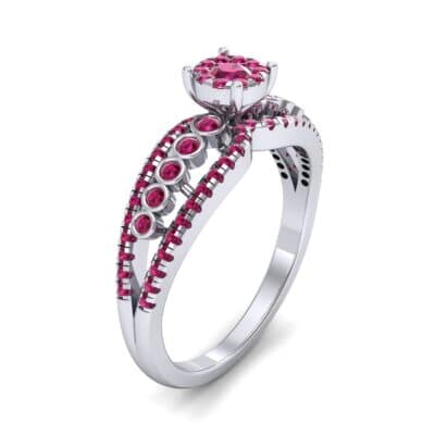 Three Row Split Shank Ruby Ring (0.47 CTW) Perspective View