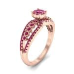 Three Row Split Shank Ruby Ring (0.47 CTW) Perspective View