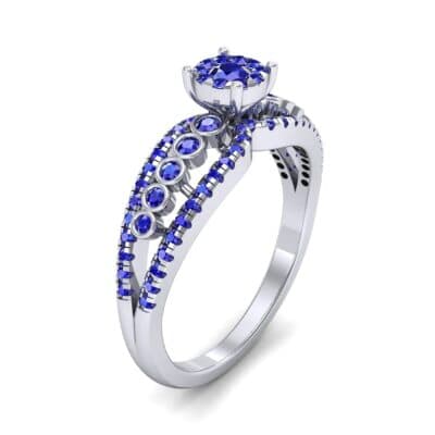Three Row Split Shank Blue Sapphire Ring (0.47 CTW) Perspective View