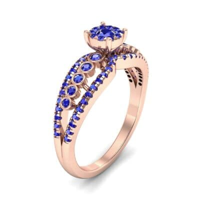 Three Row Split Shank Blue Sapphire Ring (0.47 CTW) Perspective View