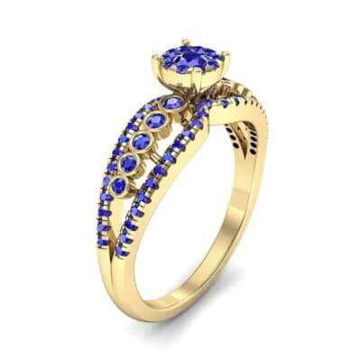 Three Row Split Shank Blue Sapphire Ring (0.47 CTW) Perspective View