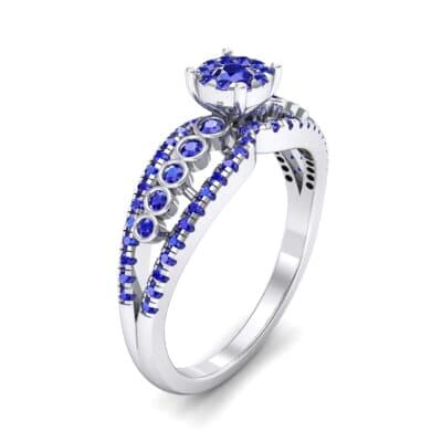 Three Row Split Shank Blue Sapphire Ring (0.47 CTW) Perspective View
