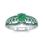 Three Row Split Shank Emerald Ring (0.47 CTW) Top Dynamic View