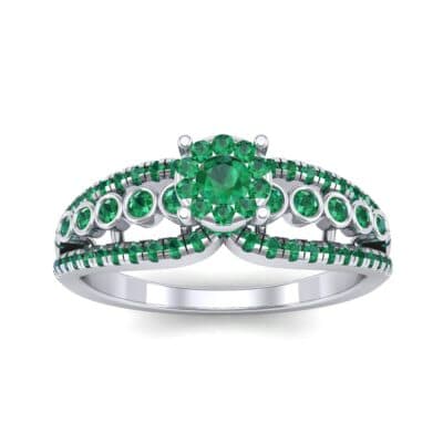Three Row Split Shank Emerald Ring (0.47 CTW) Top Dynamic View