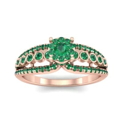 Three Row Split Shank Emerald Ring (0.47 CTW) Top Dynamic View