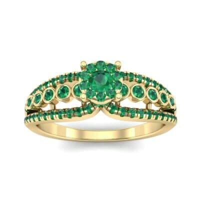 Three Row Split Shank Emerald Ring (0.47 CTW) Top Dynamic View