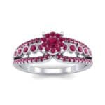 Three Row Split Shank Ruby Ring (0.47 CTW) Top Dynamic View
