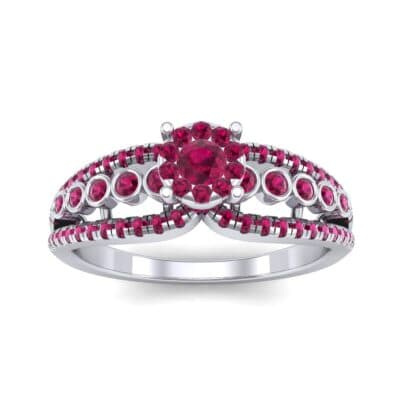 Three Row Split Shank Ruby Ring (0.47 CTW) Top Dynamic View