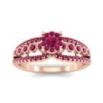 Three Row Split Shank Ruby Ring (0.47 CTW) Top Dynamic View