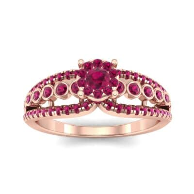 Three Row Split Shank Ruby Ring (0.47 CTW) Top Dynamic View