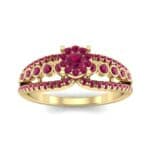 Three Row Split Shank Ruby Ring (0.47 CTW) Top Dynamic View