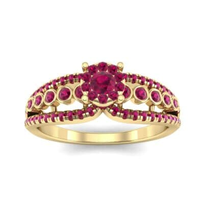 Three Row Split Shank Ruby Ring (0.47 CTW) Top Dynamic View