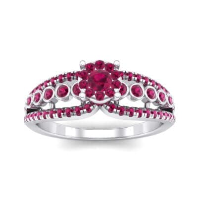 Three Row Split Shank Ruby Ring (0.47 CTW) Top Dynamic View