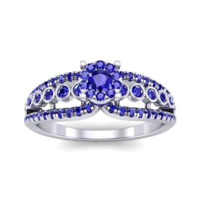 Three Row Split Shank Blue Sapphire Ring (0.47 CTW) Top Dynamic View