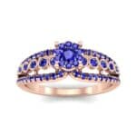 Three Row Split Shank Blue Sapphire Ring (0.47 CTW) Top Dynamic View