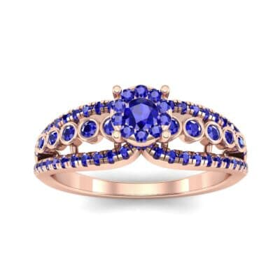 Three Row Split Shank Blue Sapphire Ring (0.47 CTW) Top Dynamic View