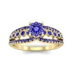 Three Row Split Shank Blue Sapphire Ring (0.47 CTW) Top Dynamic View