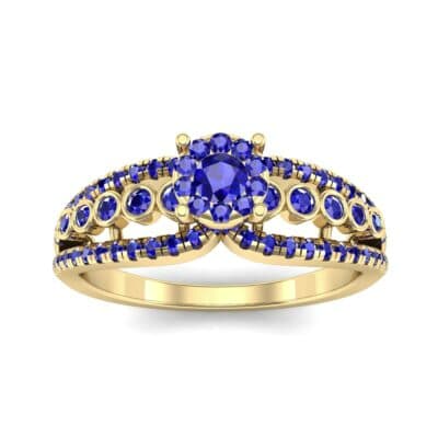 Three Row Split Shank Blue Sapphire Ring (0.47 CTW) Top Dynamic View