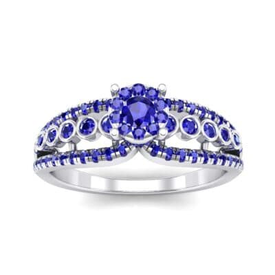 Three Row Split Shank Blue Sapphire Ring (0.47 CTW) Top Dynamic View
