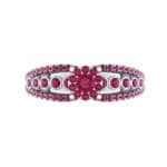 Three Row Split Shank Ruby Ring (0.47 CTW) Top Flat View