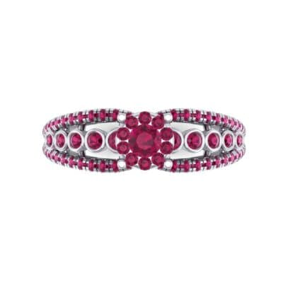 Three Row Split Shank Ruby Ring (0.47 CTW) Top Flat View