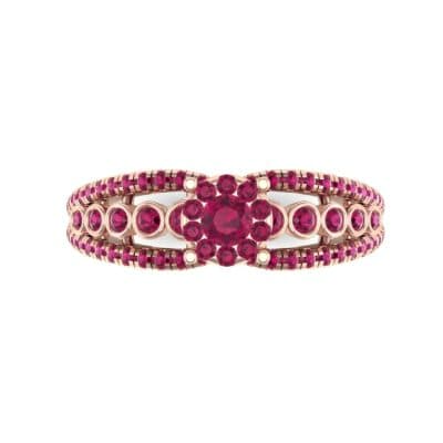 Three Row Split Shank Ruby Ring (0.47 CTW) Top Flat View