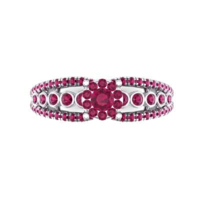 Three Row Split Shank Ruby Ring (0.47 CTW) Top Flat View