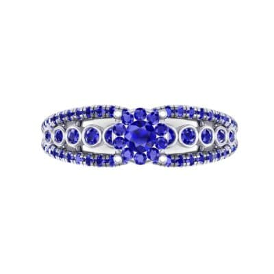 Three Row Split Shank Blue Sapphire Ring (0.47 CTW) Top Flat View