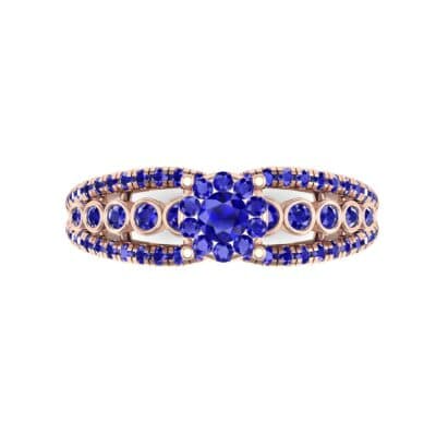 Three Row Split Shank Blue Sapphire Ring (0.47 CTW) Top Flat View