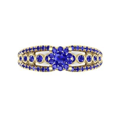 Three Row Split Shank Blue Sapphire Ring (0.47 CTW) Top Flat View