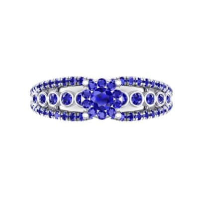 Three Row Split Shank Blue Sapphire Ring (0.47 CTW) Top Flat View