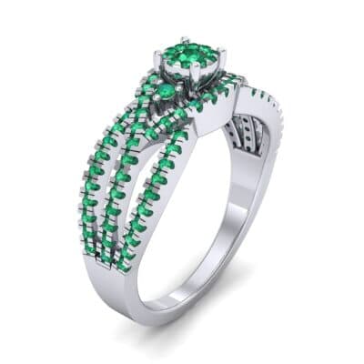 Intertwining Shank Halo Emerald Ring (0.51 CTW) Perspective View