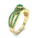 Intertwining Shank Halo Emerald Ring (0.51 CTW) Perspective View