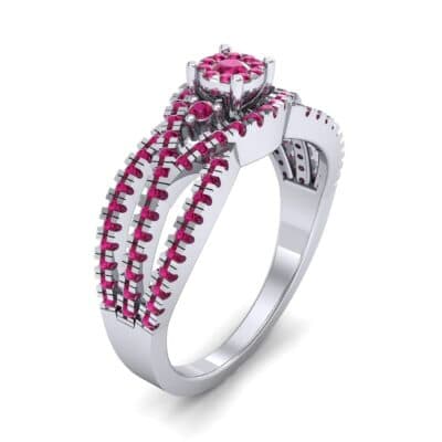 Intertwining Shank Halo Ruby Ring (0.51 CTW) Perspective View