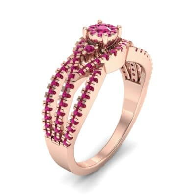 Intertwining Shank Halo Ruby Ring (0.51 CTW) Perspective View