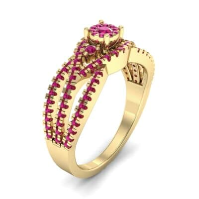 Intertwining Shank Halo Ruby Ring (0.51 CTW) Perspective View