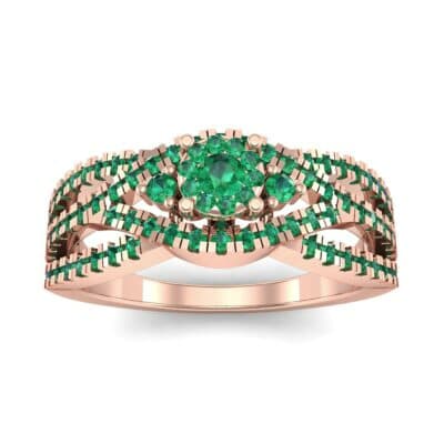 Intertwining Shank Halo Emerald Ring (0.51 CTW) Top Dynamic View