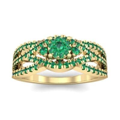 Intertwining Shank Halo Emerald Ring (0.51 CTW) Top Dynamic View