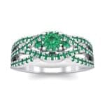 Intertwining Shank Halo Emerald Ring (0.51 CTW) Top Dynamic View