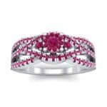 Intertwining Shank Halo Ruby Ring (0.51 CTW) Top Dynamic View