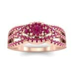 Intertwining Shank Halo Ruby Ring (0.51 CTW) Top Dynamic View