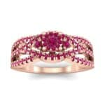 Intertwining Shank Halo Ruby Ring (0.51 CTW) Top Dynamic View
