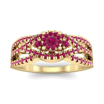 Intertwining Shank Halo Ruby Ring (0.51 CTW) Top Dynamic View