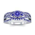Intertwining Shank Halo Blue Sapphire Ring (0.51 CTW) Top Dynamic View