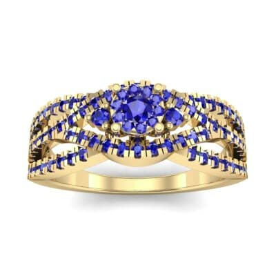 Intertwining Shank Halo Blue Sapphire Ring (0.51 CTW) Top Dynamic View