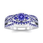 Intertwining Shank Halo Blue Sapphire Ring (0.51 CTW) Top Dynamic View